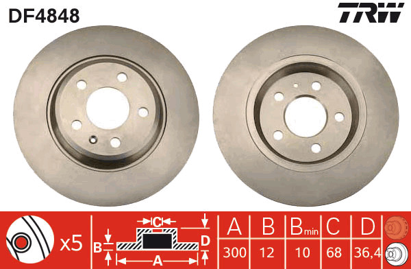 Tarcza hamulcowa DF4848 TRW