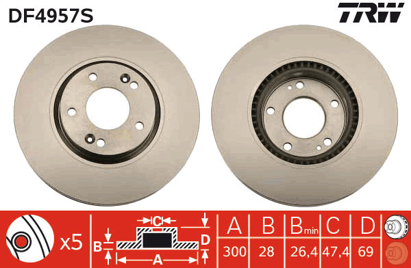 Tarcza hamulcowa DF4957S TRW