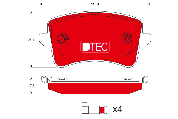 Klocki hamulcowe - komplet, DTEC COTEC GDB1765DTE TRW