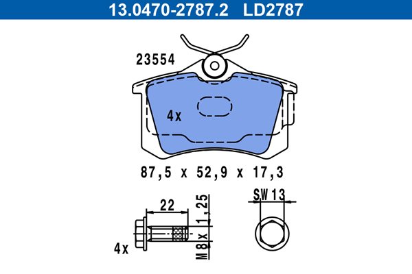 Klocki hamulcowe kpl. 13.0470-2787.2 ATE
