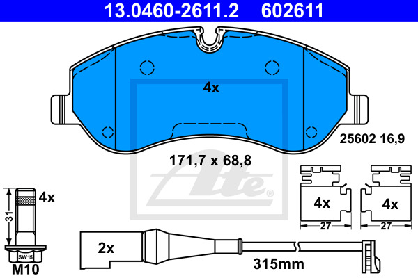 Klocki hamulcowe - komplet 13.0460-2611.2 ATE