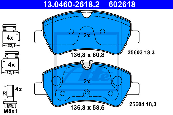 Klocki hamulcowe - komplet 13.0460-2618.2 ATE