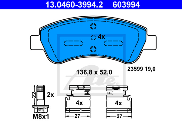 Klocki hamulcowe - komplet 13.0460-3994.2 ATE