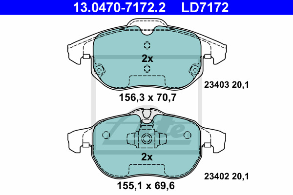 Klocki hamulcowe - komplet, ATE Ceramic 13.0470-7172.2 ATE