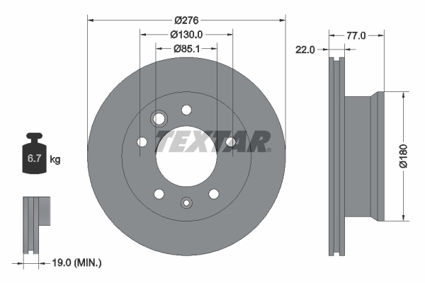 Tarcza hamulcowa, PRO 92131503 TEXTAR