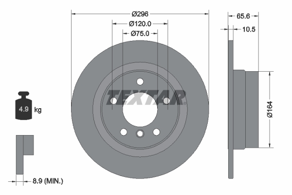 Tarcza hamulcowa, PRO 92133103 TEXTAR