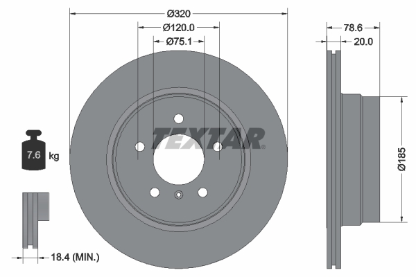 Tarcza hamulcowa, PRO 92161103 TEXTAR