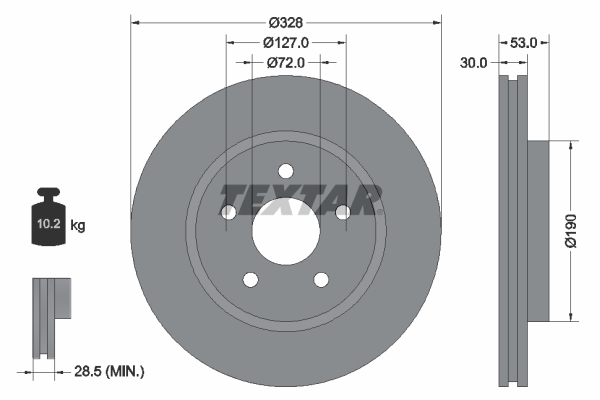 Tarcza hamulcowa, PRO+ 92184505 TEXTAR