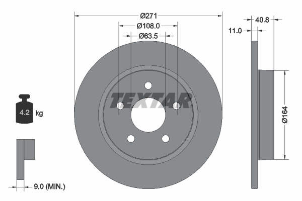Tarcza hamulcowa, PRO 92239003 TEXTAR